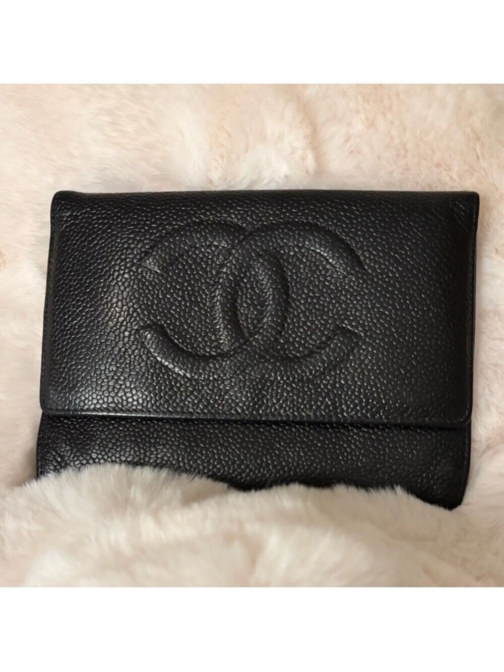 Chanel Black Caviar Leather Wallet- EUC